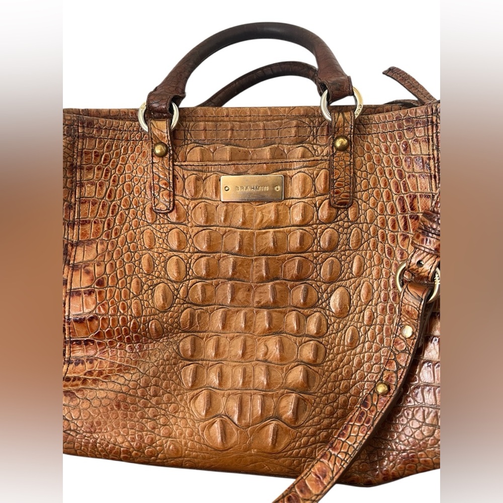 Brahmin Brown Crocodile Leather shoulder handbag Bag - Picture 2 of 5